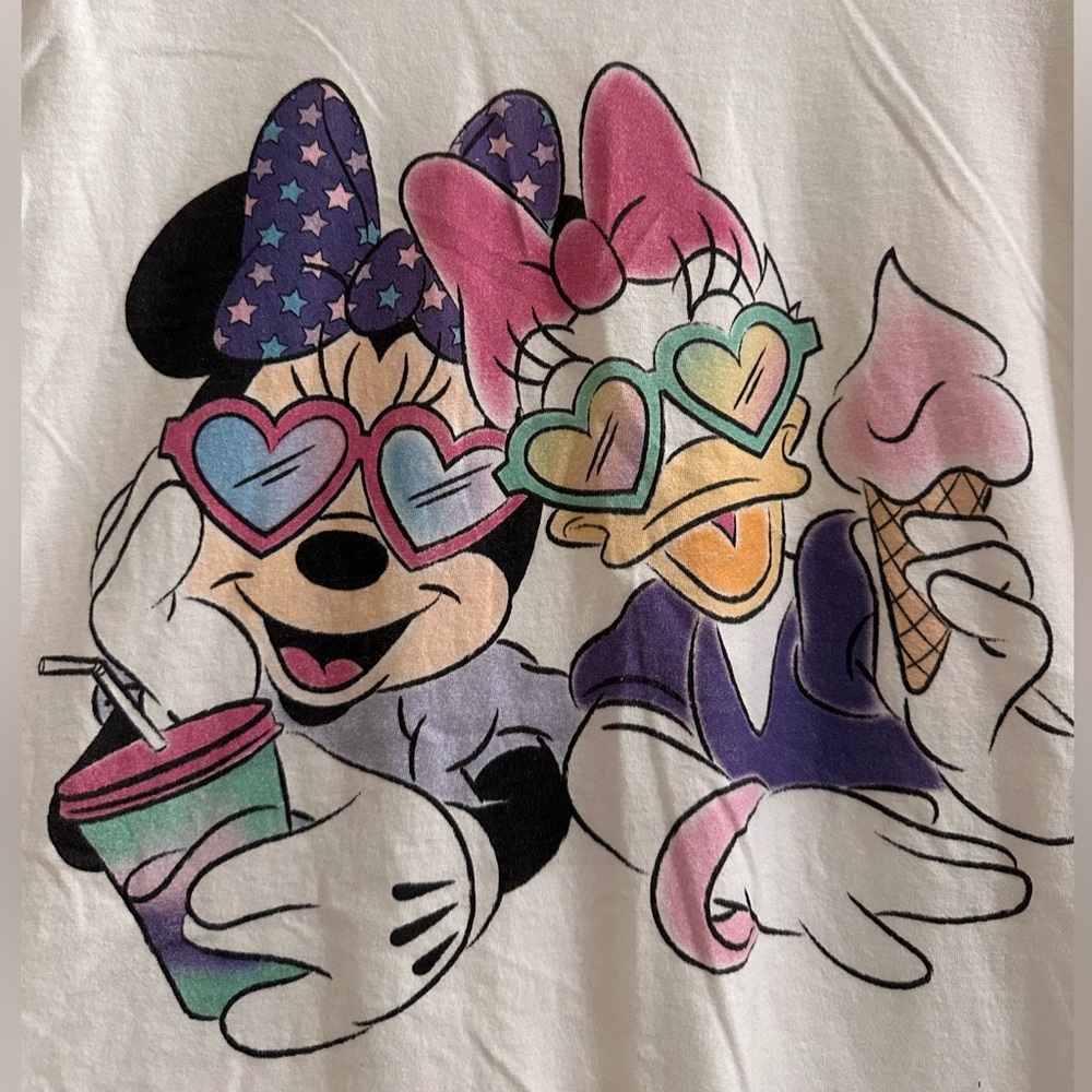 Disney White T-Shirt with Minnie and Daisy in Heart Sunglasses